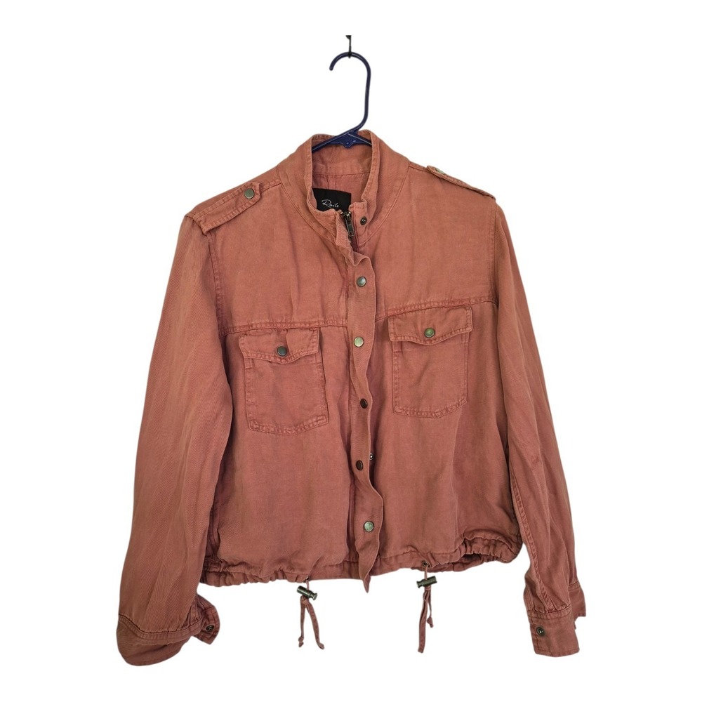 Rails Collins Jacket Small Brick Tencel Linen Utility Military Drawstring
